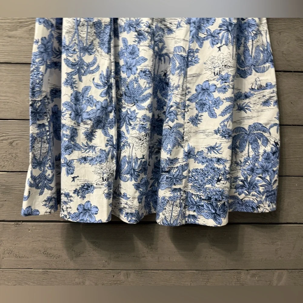 NWOT Joie White Blue Hawaiian Print Cap Sleeve Fit & Flare Midi Dress Sz 4 - Picture 9 of 14